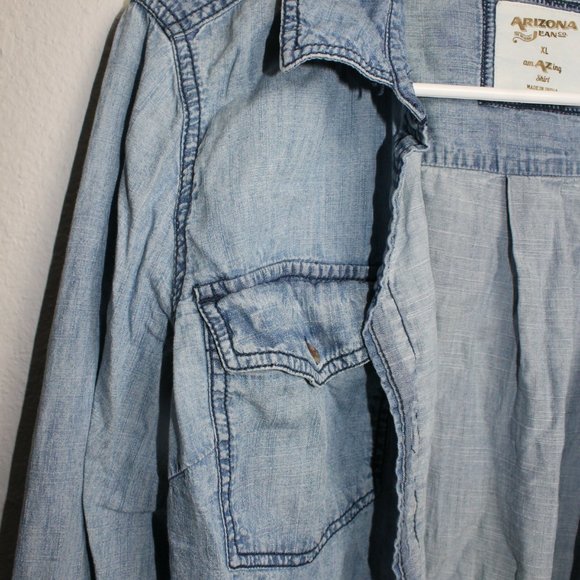 Arizona Jean Co. XL Button up Shirt Blue Denim Woman's - Picture 7 of 9